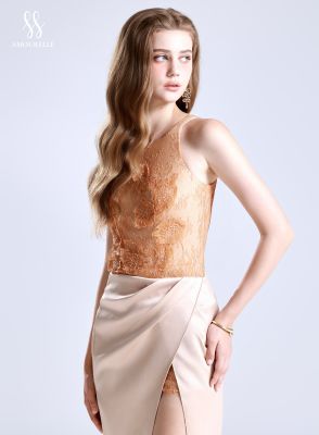 AIMEE Set – Embroidered Mesh Jumpsuit & Silk Slit Skirt