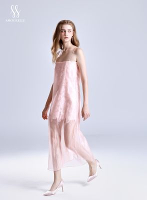 ELLE – Pearl Silk Dress with Floral Lace