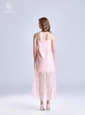 ELLE – Pearl Silk Dress with Floral Lace