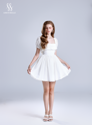 JULIE – Embroidered Puff-Sleeve Dress