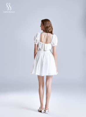 JULIE – Embroidered Puff-Sleeve Dress